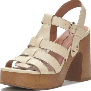 Lucky Brand Women’s High Heeled Sandal Imana in cream Size 8.5
